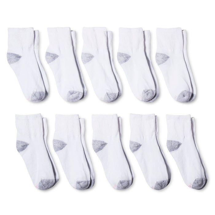 Hanes Red Label Women's 10pk Ankle Athletic Socks - White One Size