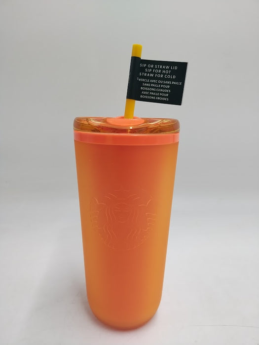 Starbucks Tumbler Summer 2025 Neon Orange Soft Touch 16 oz Hot Cold Cup