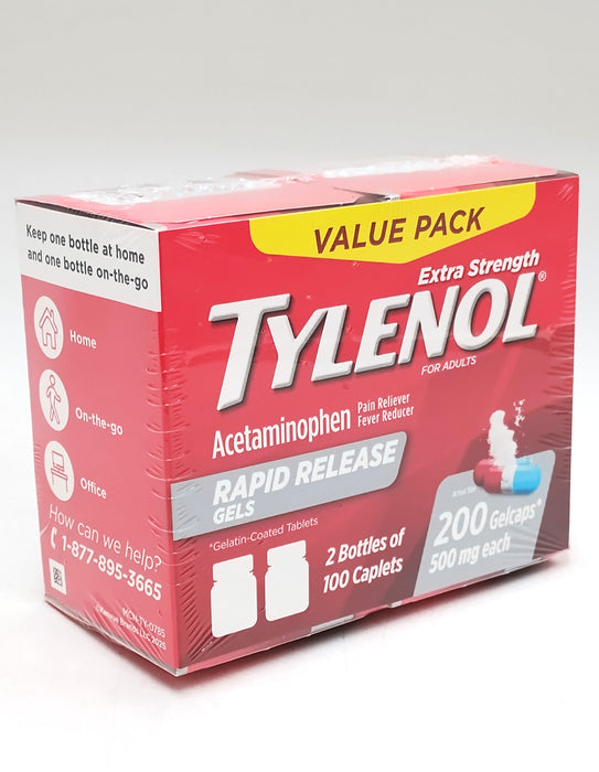 Value Pack - Extra Strength Tylenol Rapid Release Gels 200 Count - Exp: 01/2027