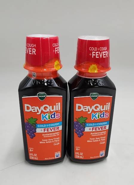 2 PACK!! Vicks DayQuil Kids' Cough & Cold + Fever Liquid - Grape EXP 03/2026