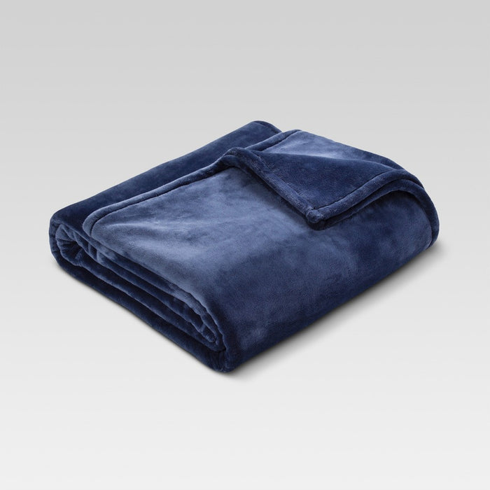 Full/Queen Microplush Bed Blanket Metallic Blue - Threshold&