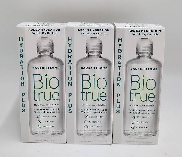 3 PACK!! Biotrue Hydration Plus Contact Lens Solution EXP 01/01/2027