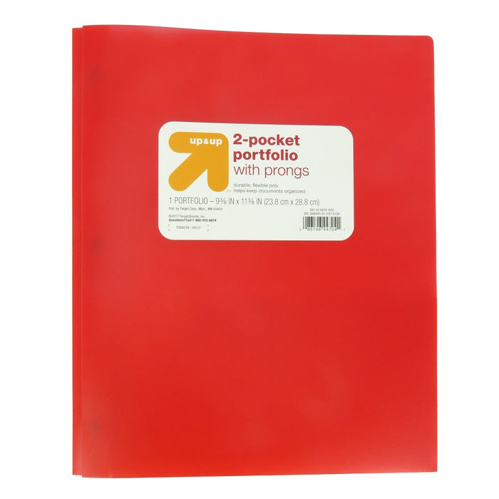 Plastic Folder with Prongs 2 Pocket Red - Up&Up&