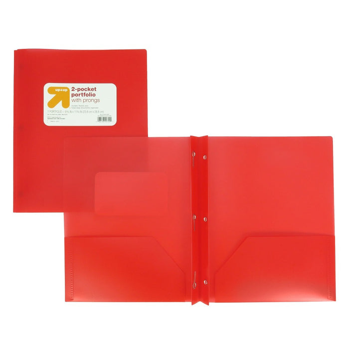 Plastic Folder with Prongs 2 Pocket Red - Up&Up&