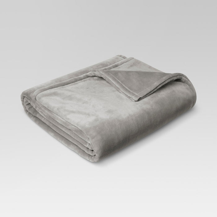 Full/Queen Microplush Bed Blanket Gray - Threshold&