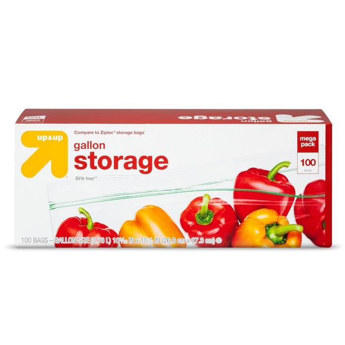 Up&Up& Gallon Storage Bags Double Zipper 100ct (Compare to Ziploc Storage Bags)