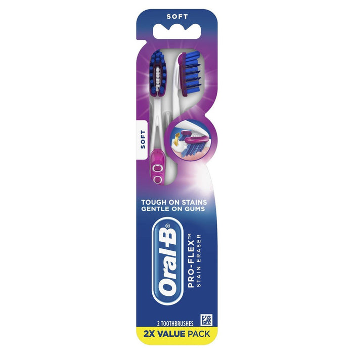 Oral-B Pro-Flex Stain Eraser Manual Toothbrush Soft - 2ct