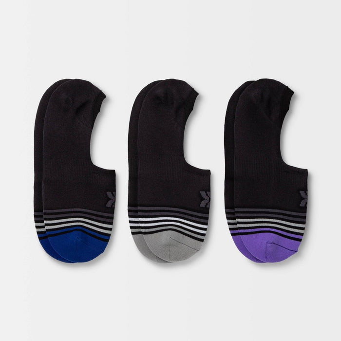 Women's Lightweight Striped 3pk Liner Athletic Socks - All in Motion& - Black 4-10