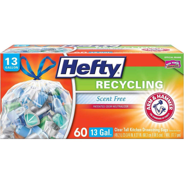 Hefty Recycling Clear Tall Kitchen Drawstring Trash Bag - 13 Gallon - 60ct013700857607