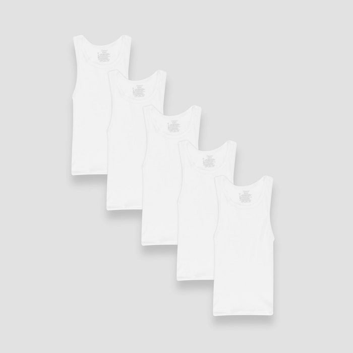 Boys' Hanes 5pk Ribbed Tank - White S