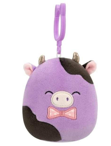 Squishmallows 3.5" Alexie Purple and Black Cow with Closed Eyes and Bowtie Stuffed Animal