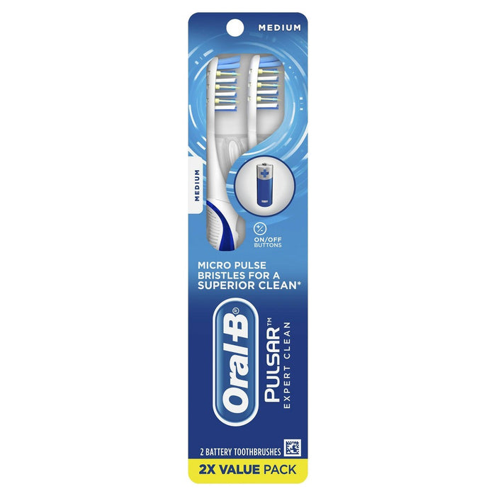 Oral-B Pulsar Expert Clean Battery Powered Toothbrush Medium - 2ct