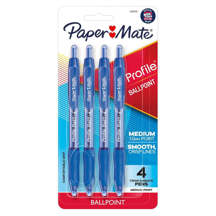 4ct Ballpoint Pens Profile 1.0mm Blue - PaperMate