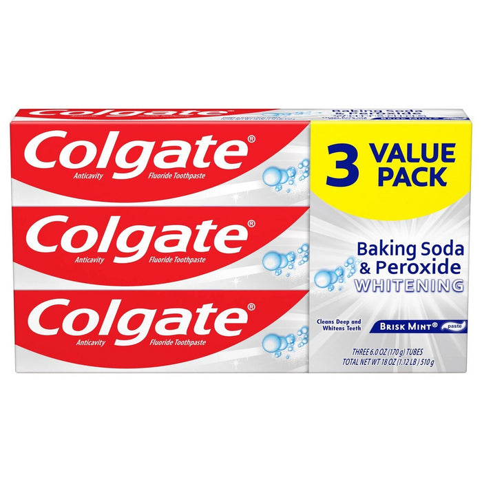 Colgate Baking Soda and Peroxide Whitening Toothpaste - Brisk Mint - 6oz/3pk