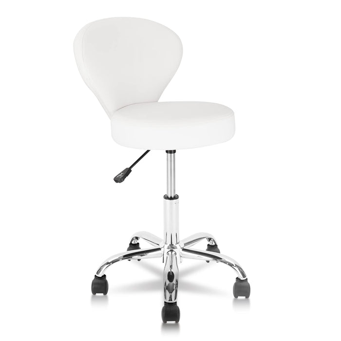 KLASIKA Rolling Swivel Salon Stool Chair With Back Support Adjustable Hydraulic For Office Massage Facial Spa Medical Drafting Tattoo Beauty Barber White (LOCAL PICKUP ONLY)