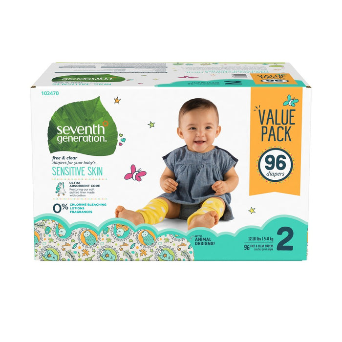 Seventh Generation Free & Clear Diapers Size 2 - 96ct