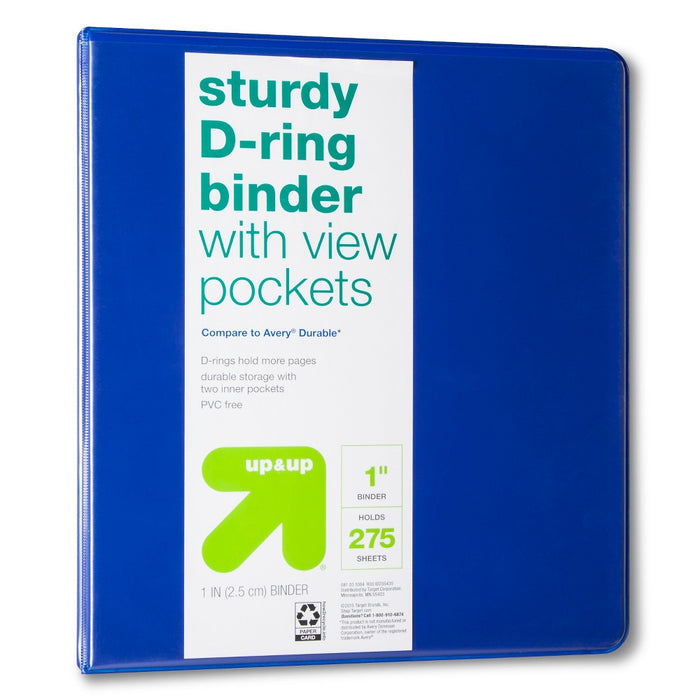 1" 3 Ring Binder Clear View Blue - Up&Up&