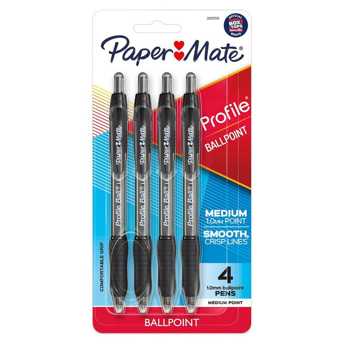 4pk Ballpoint Pens Profile 1.0mm Black - PaperMate