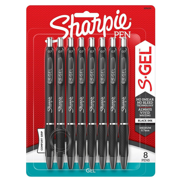 8pk Gel Pens S-Gel 0.7mm Black - Sharpie