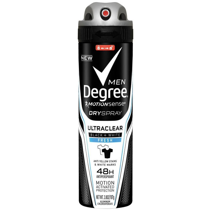 Degree Men Ultra Clear Black + White Fresh 48-Hour Antiperspirant & Deodorant Dry Spray - 3.8oz