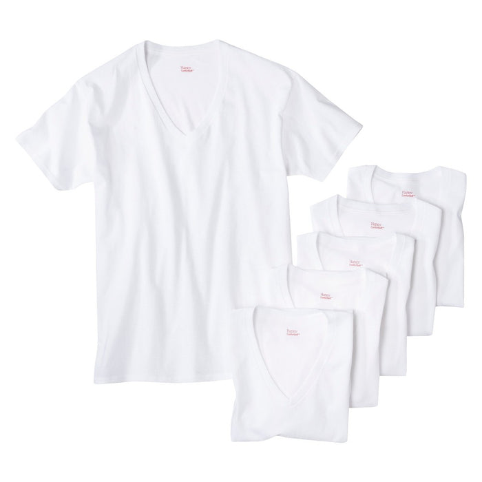 Hanes Men's 6pk V-Neck T-Shirt - White - M