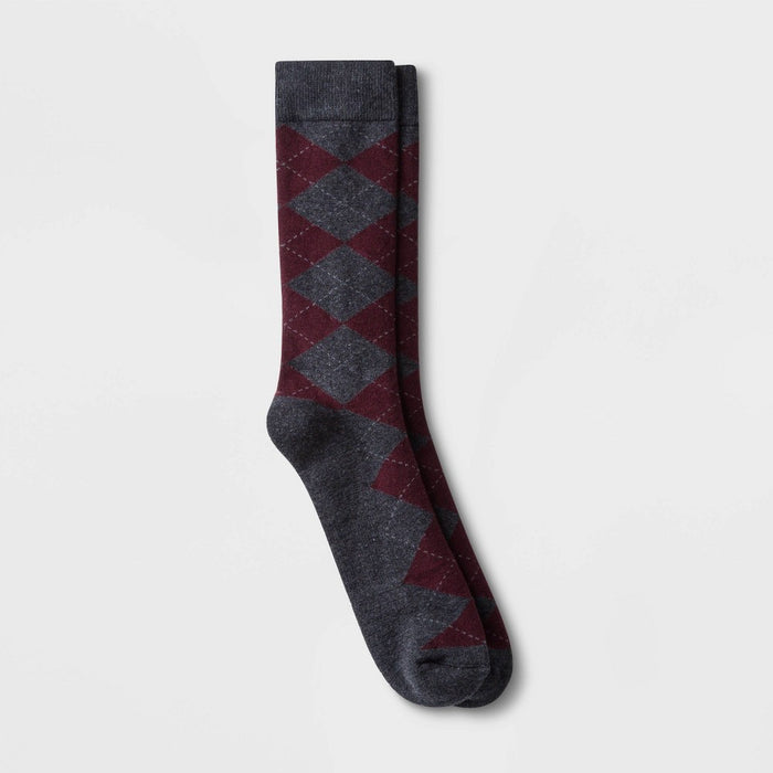 Men's Premium Dress Socks - Goodfellow & Co Gray/Red 6-12