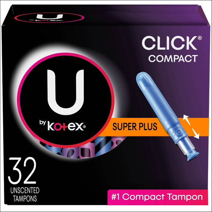 U by Kotex Click Super Plus Absorbency Fragrance-Free Compact Tampons - 32ct