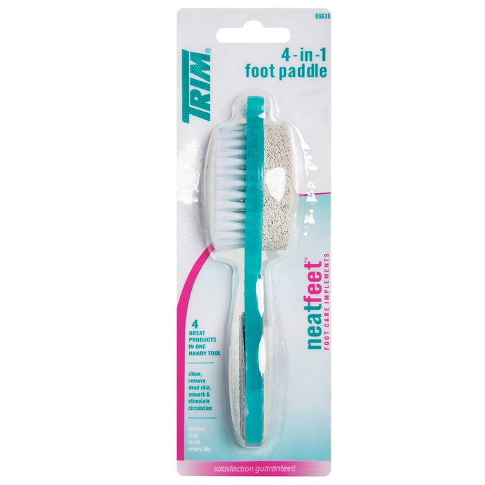 Trim 4-in-1 Foot Paddle with Pumice, Rasp, Brush & Emery File