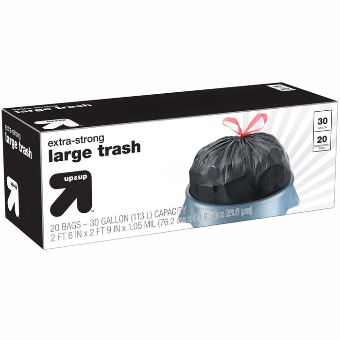 Extra-Strong Large Drawstring Trash Bags - 30 Gallon - 20ct - Up&Up