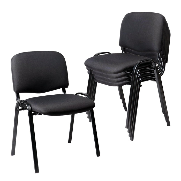 CLATINA SINGLE Stackable Waiting Room Chairs Fabric Black Reception Chair Metal With Thickened Seat Back Cushion For Waiting Conference Room Guest Stool (5 Pack) (LOCAL PICKUP ONLY)