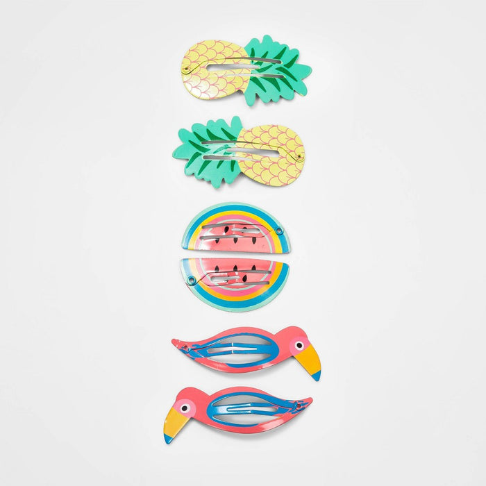 Girls' 6pk Tucan and Pineapple Clips - Cat & Jack