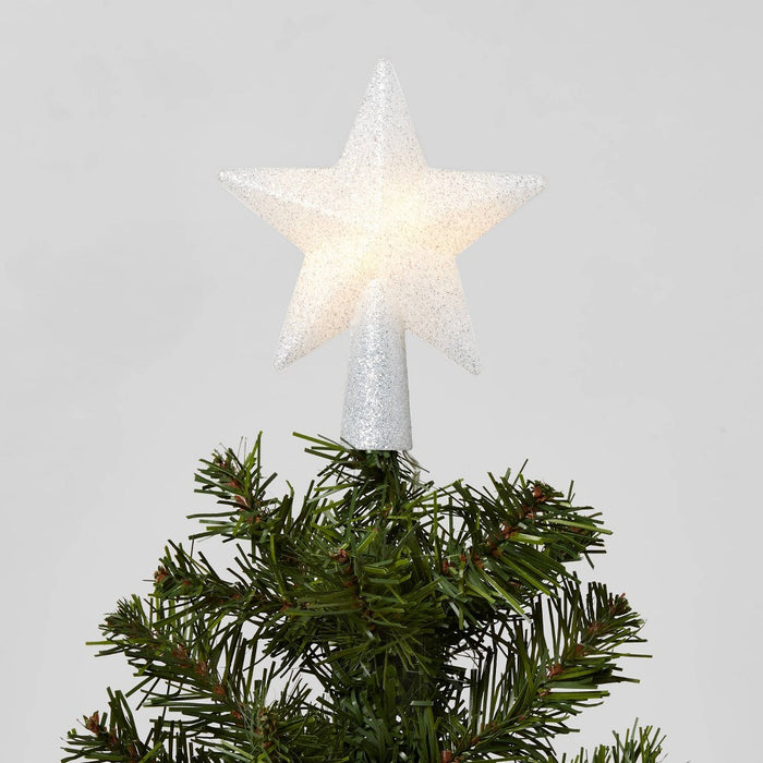 Lighted Mini Treetop Silver Glitter with Separate Battery Pack & Lead in Wire - Wondershop