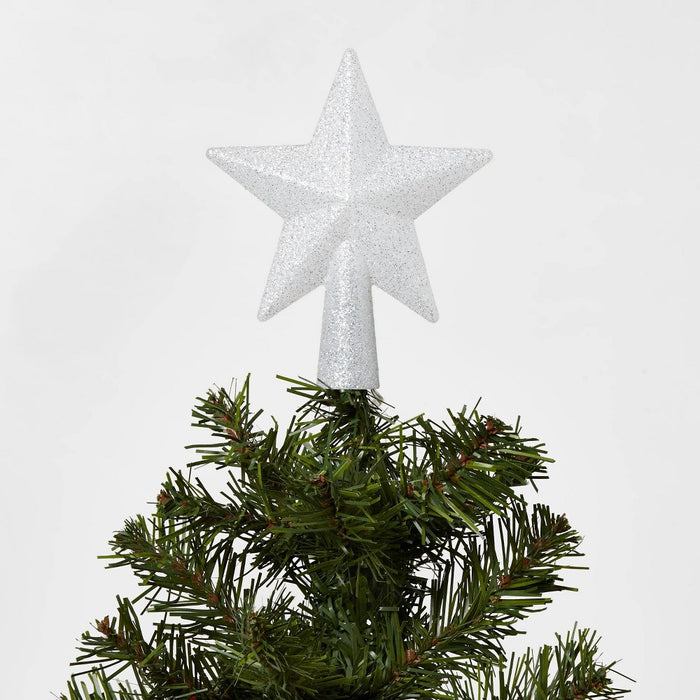 Lighted Mini Treetop Silver Glitter with Separate Battery Pack & Lead in Wire - Wondershop