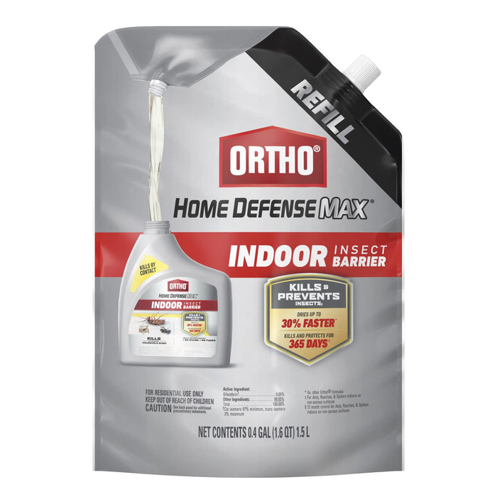Ortho Home Defense Max Indoor Insect Barrier - Bug Killer Spray Controls Ants, Roaches, Spiders, And More, 1.5 L Refill Pouch