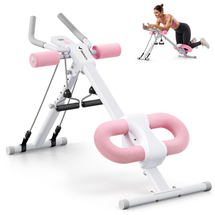 MERACH Ab Machine, Ab Workout Equipment, Adjustable Ab Trainer Machine For Abs Workout At Home Gym, Foldable, Knee Protection, Abdominal Trainer For Stomach Workout (Pink) (LOCAL PICKUP ONLY)