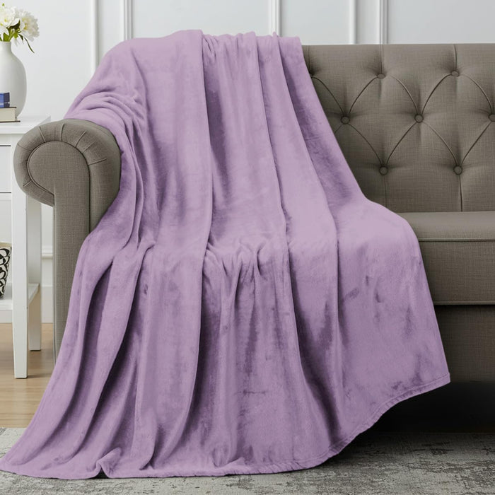 Fleece Blanket Throw Size Lilac 300GSM Luxury Anti-Static Fuzzy Soft Microfiber Blanket For Couch, Sofa And Bed (60X50 Inch)