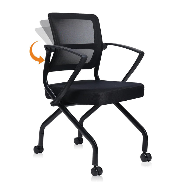 CLATINA Conference Room Chairs, Stackable Guest Chair, Folding Reception Chair With Adjustable Mesh Backrest, Foldable Desk Chair With Armrest And Casters For Home Office Training Room Black, 1 Pack (LOCAL PICKUP ONLY)