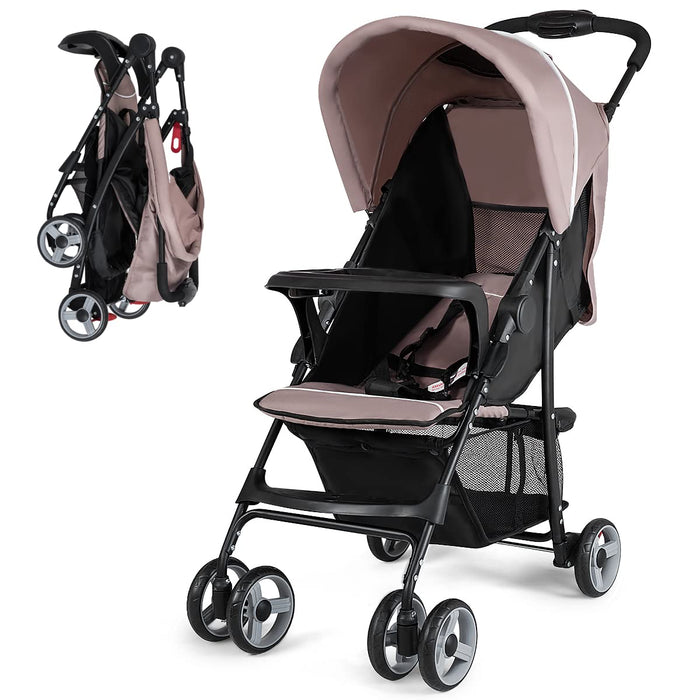 Baby Joy Lightweight Stroller, Compact Toddler Travel Stroller For Airplane, Infant Stroller W/Adjustable Backrest/Footrest/Canopy, 5-Point Harness, Storage Basket, Easy One-Hand Fold, Coffee (LOCAL PICKUP ONLY)