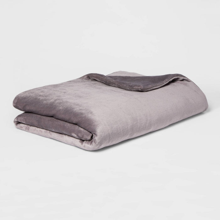 55" x 80" 15lbs Micro Plush Weighted Blanket with Removable Cover Gray - Threshold (LOCAL PICKUP ONLY)