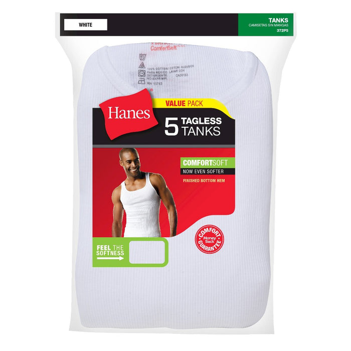 Hanes Men's Big & Tall 5pk Tanks With Fresh IQ - White 2XL