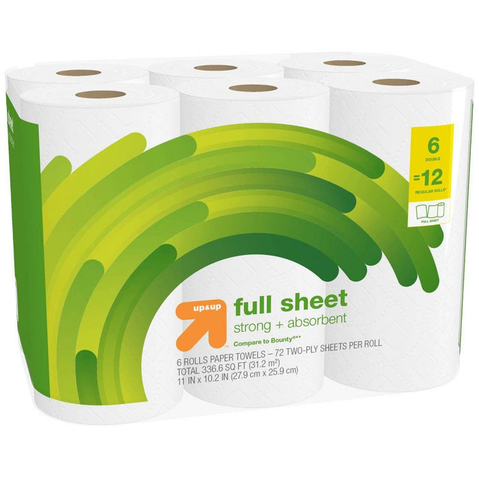 Full Sheet White Paper Towels - 6pk - up & up