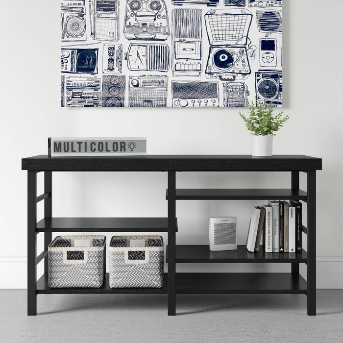 Adjustable Storage Media Stand Black Wood Grain Finish - Room Essentials (LOCAL PICKUP ONLY)