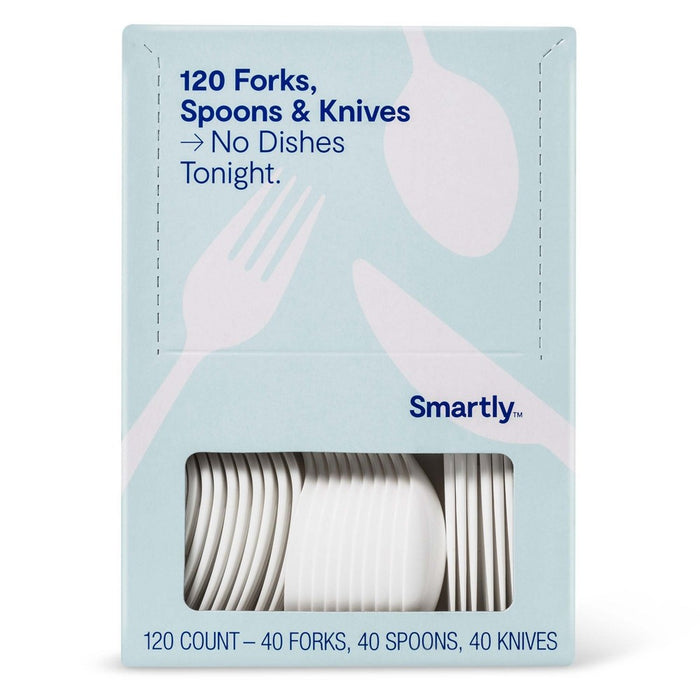 Plastic Forks, Spoons, Knives - 120ct - Smartly