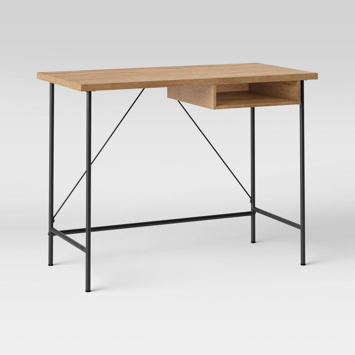 Wood and Metal Writing Desk with Storage Natural - Room Essentials (LOCAL PICKUP ONLY)