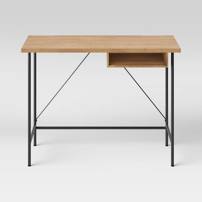 Wood and Metal Writing Desk with Storage Natural - Room Essentials (LOCAL PICKUP ONLY)