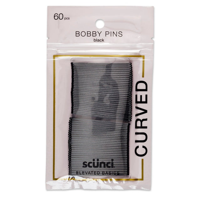 scunci Curved Bobby Pins - Black - 60pk