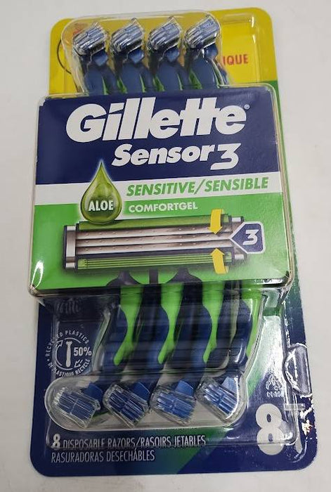 Gillette Sensor3 Sensitive Men's Disposable Razors - 8ct