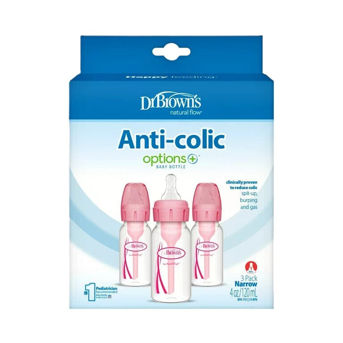 Dr. Brown's Natural Flow Anti-Colic Options+ Narrow Baby Bottle,4oz/120m SB43306