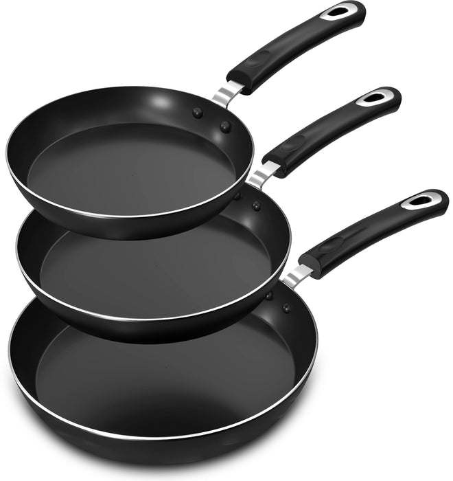 Utopia Kitchen Nonstick Cookware 3 Piece Omelette Pan Skillet Set, Nonstick Frying Pans With Induction Bottom, 8, 9.5 & 11 Inches Frying Pans With Bakelite Handles, PFOA Free, Grey