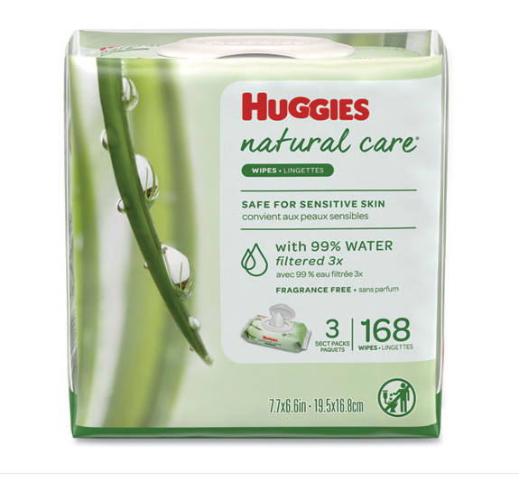 Huggies Natural Care Baby Wipes, Unscented, White, 56/Pack, 3-Pack/Box